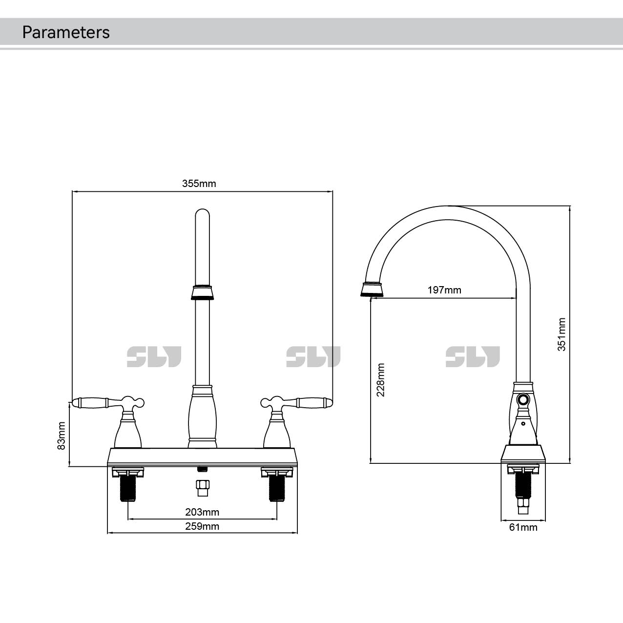 torneira de cozinha de 8 polegadas