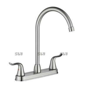 Sly Two Handle Torneira de cozinha de cozinha High ARC 360 Tubo de aço inoxidável de aço inoxidável Torneira de cozinha de 3 buracos