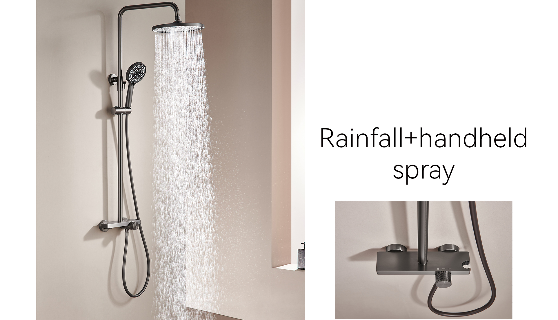 sistema de chuveiro em n&iacute;quel polido com pulverizador