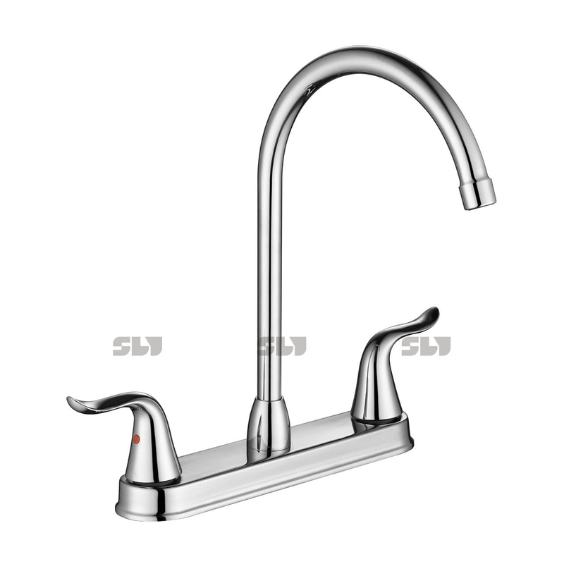 Sly Two Handle Torneira de cozinha de cozinha High ARC 360 Tubo de aço inoxidável de aço inoxidável Torneira de cozinha de 3 buracos