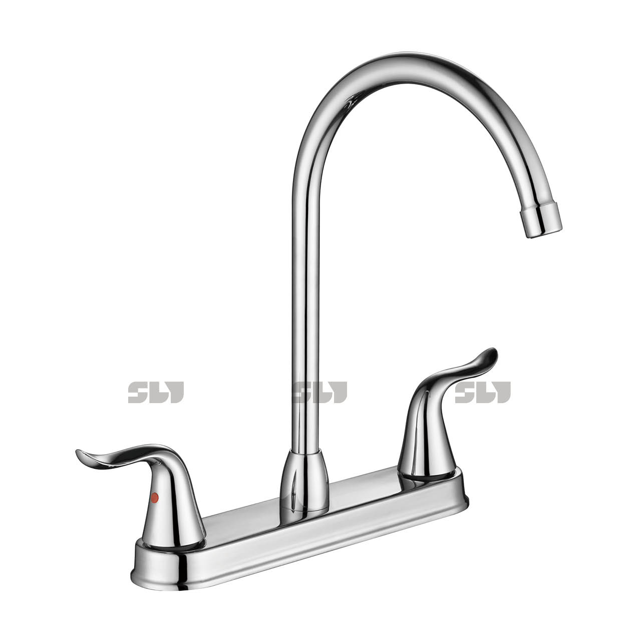 Sly Two Handle Torneira de cozinha de cozinha High ARC 360 Tubo de aço inoxidável de aço inoxidável Torneira de cozinha de 3 buracos