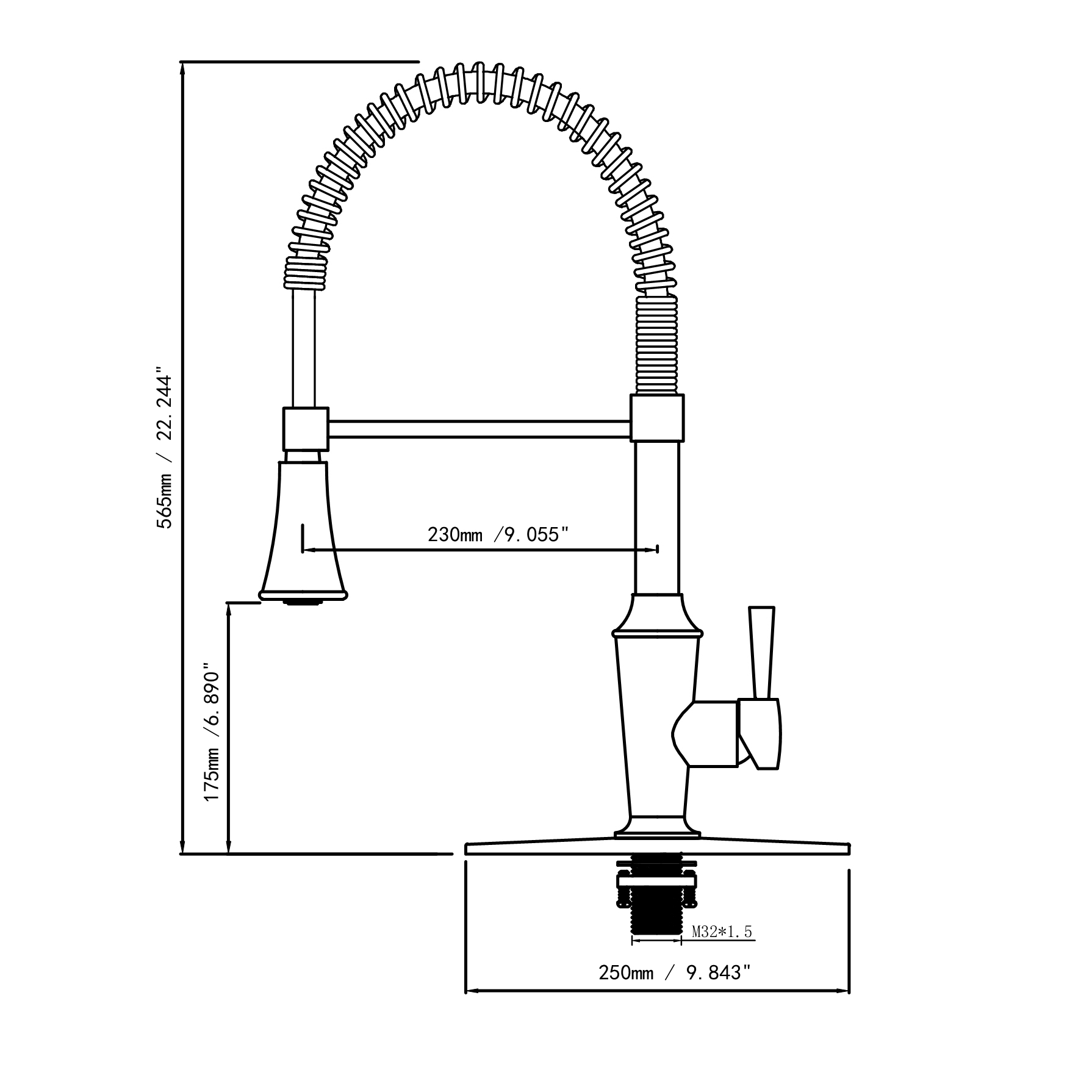 torneira de cozinha com pulverizador suspenso