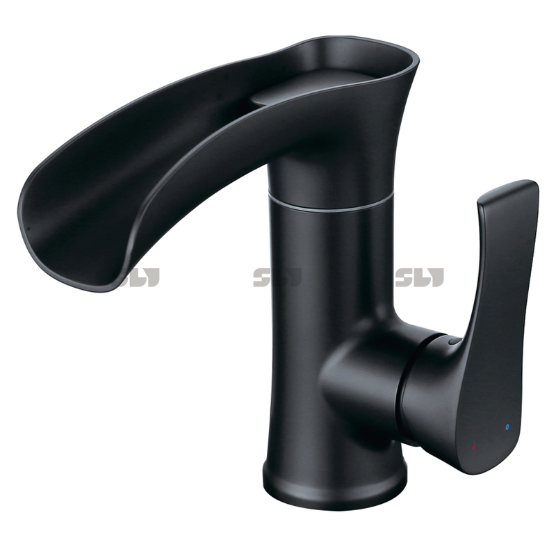Sly de alta qualidade aço inoxidável em aço fosco preto de uma torneira de bacia de orifício para banheiro do hotel
