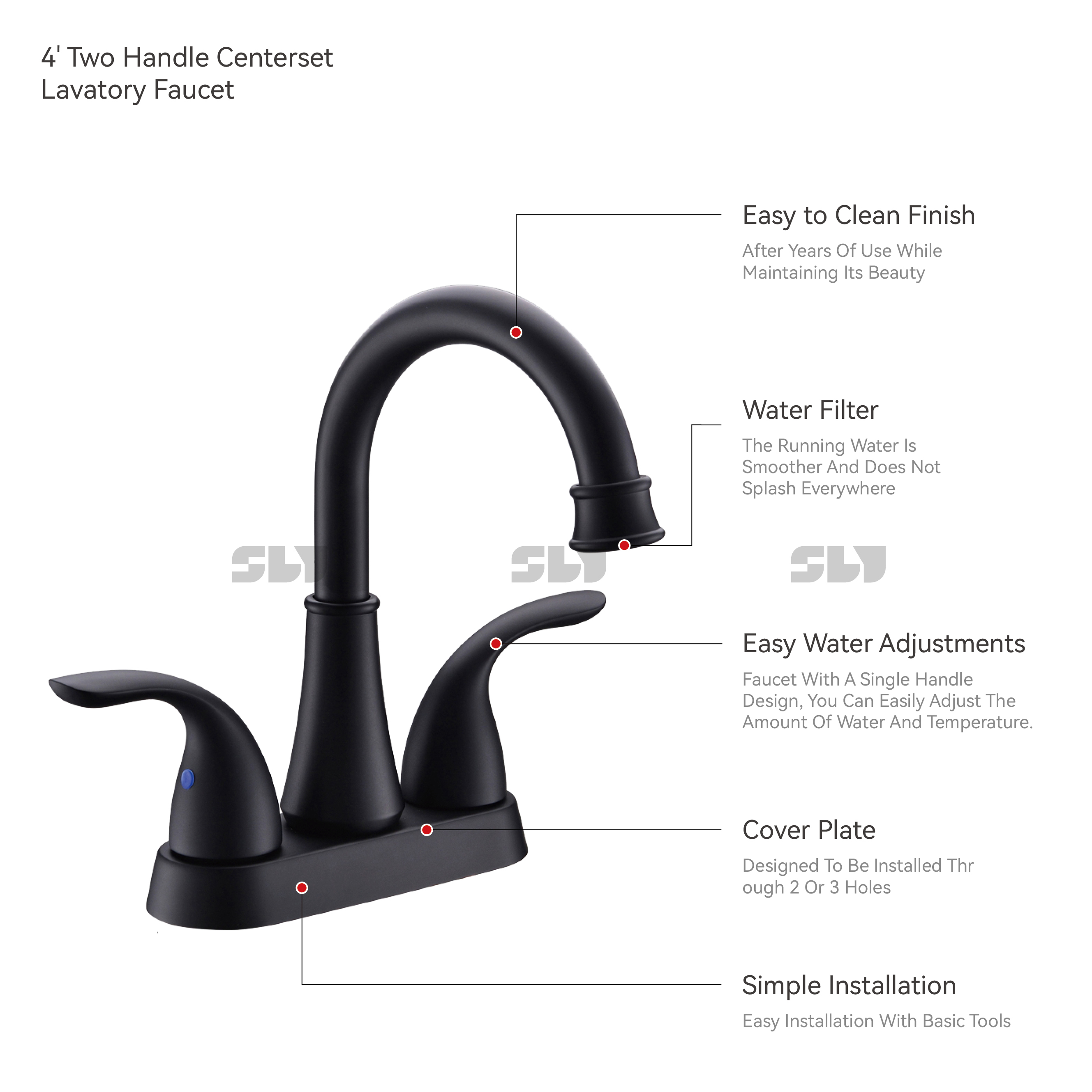 Sly Kaiping Factory por atacado Double Handle Wash Basin Torneira