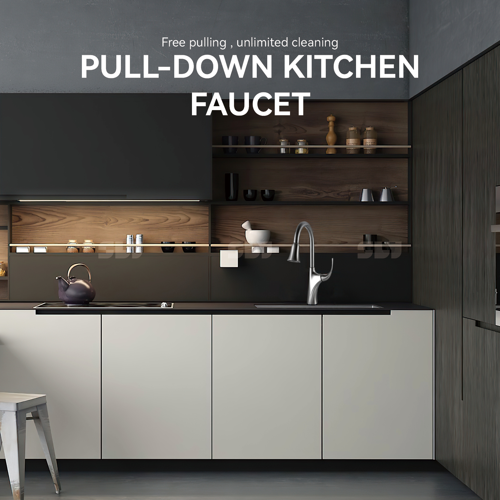 Sly New Design 304 Aço inoxidável Pulvedor de aço para baixo torneira de cozinha para casa
