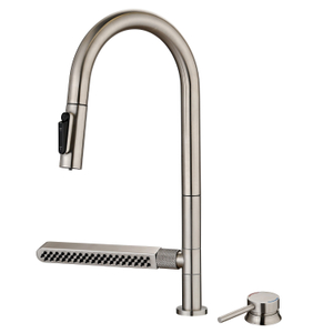Torneira de cozinha astíssimas com pulverização Pull Out 5 Modo SS304 Níquel escovado Torneira de pia da cozinha 360 com alça separada