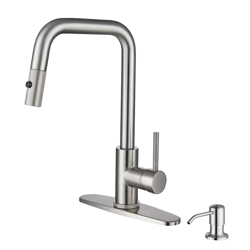 Torneira de cozinha de níquel escovada escovada com pulverização com pulverizador