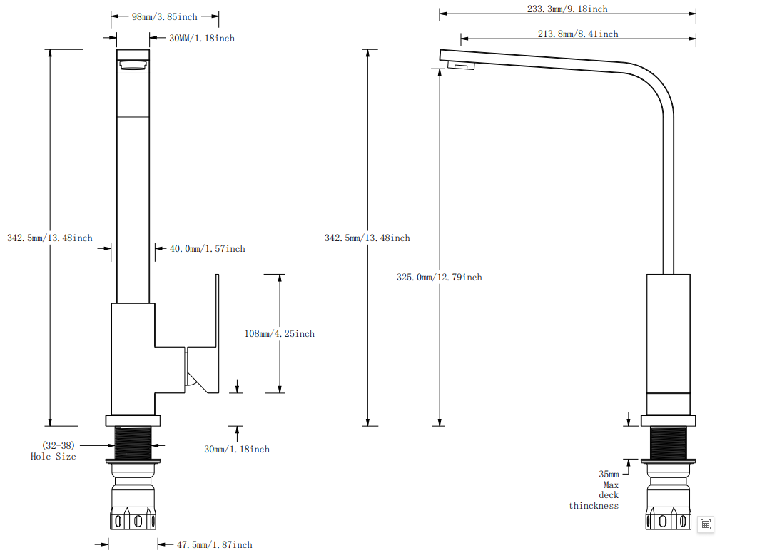 fosca Torneira de cozinha preta da cozinha