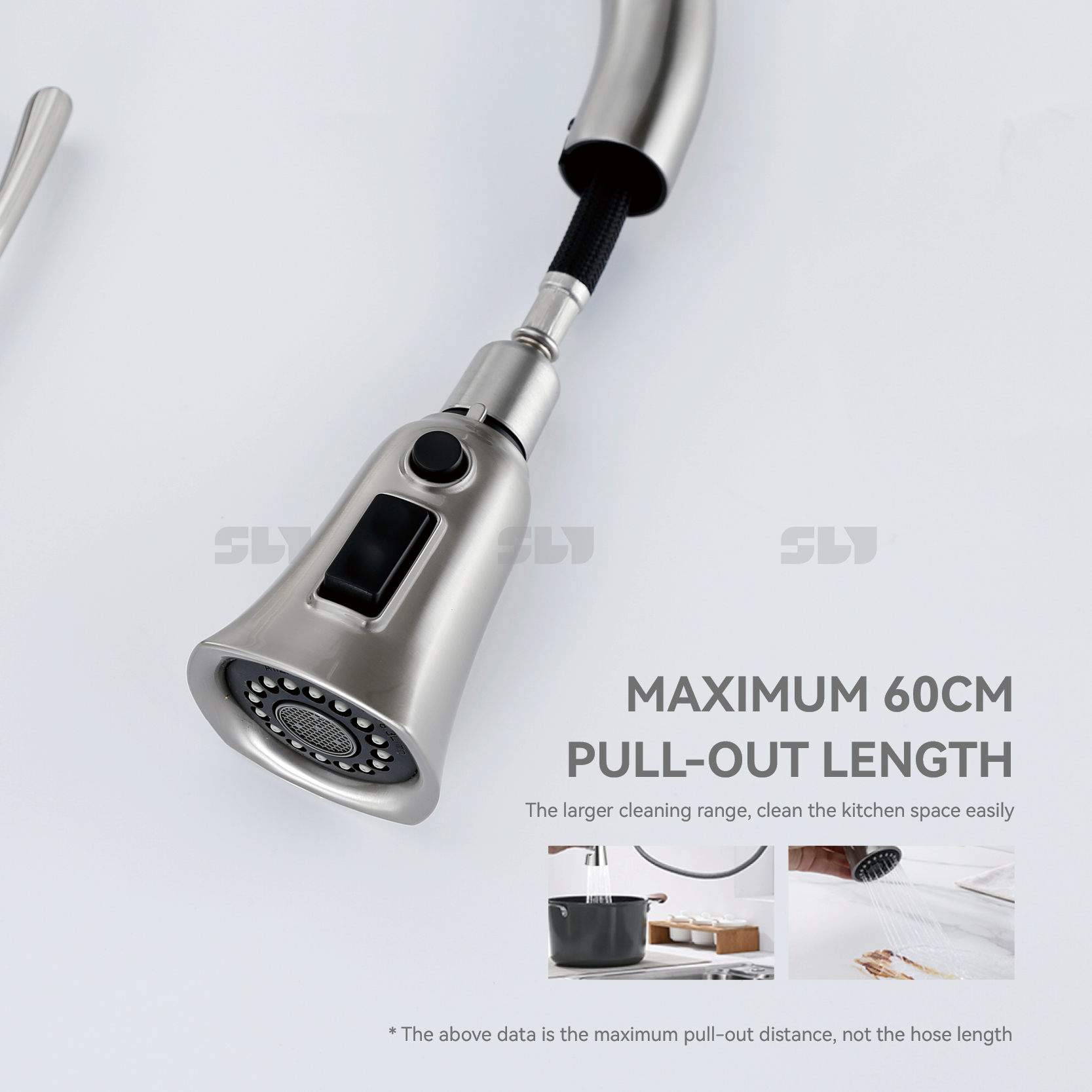 Sly New Design 304 Aço inoxidável Pulvedor de aço para baixo torneira de cozinha para casa