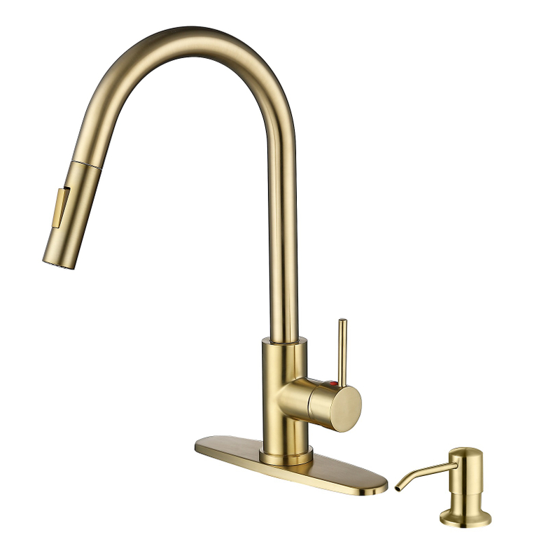 Manuse de níquel escovados astíssimos, com extração de arco de arco de alto arco, pia da cozinha