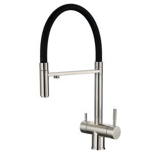 Popular S304 cor de níquel escovada puxe de 3 vias Misturador de cozinha Tap tapinha de água