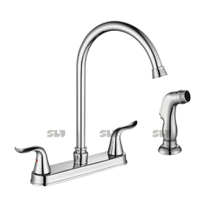 Torneira de cozinha quente e fria torneira de cozinha montada em deck montada torneira de cozinha com pulverização com pulverizador
