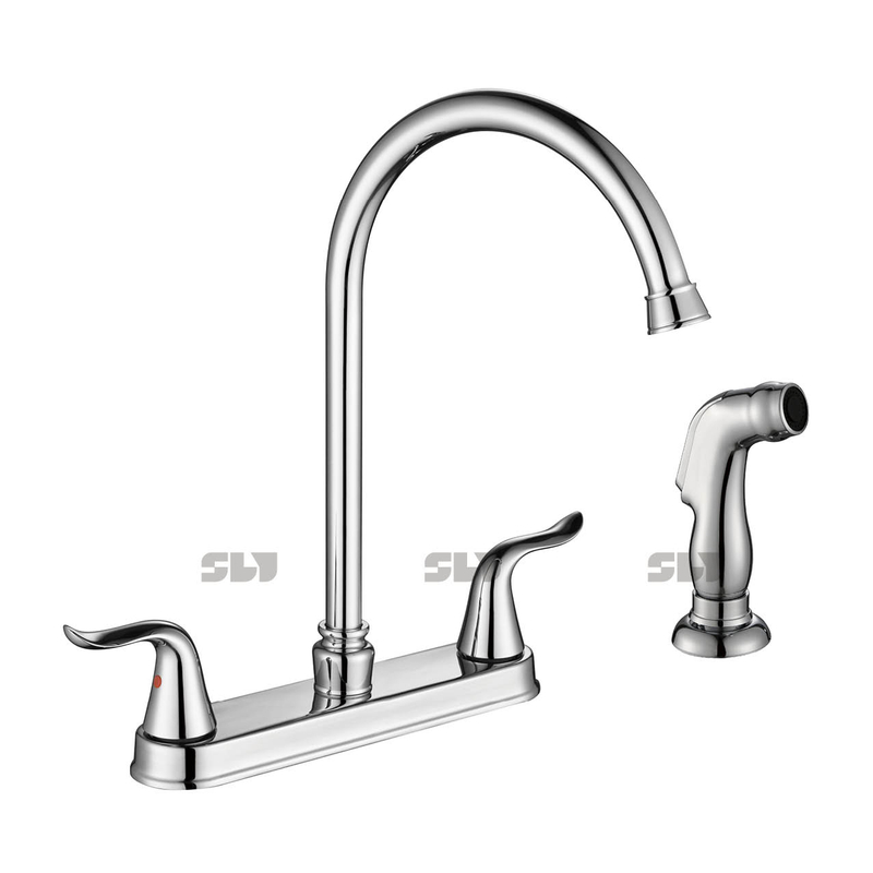 Torneira de cozinha quente e fria torneira de cozinha montada em deck montada torneira de cozinha com pulverização com pulverizador