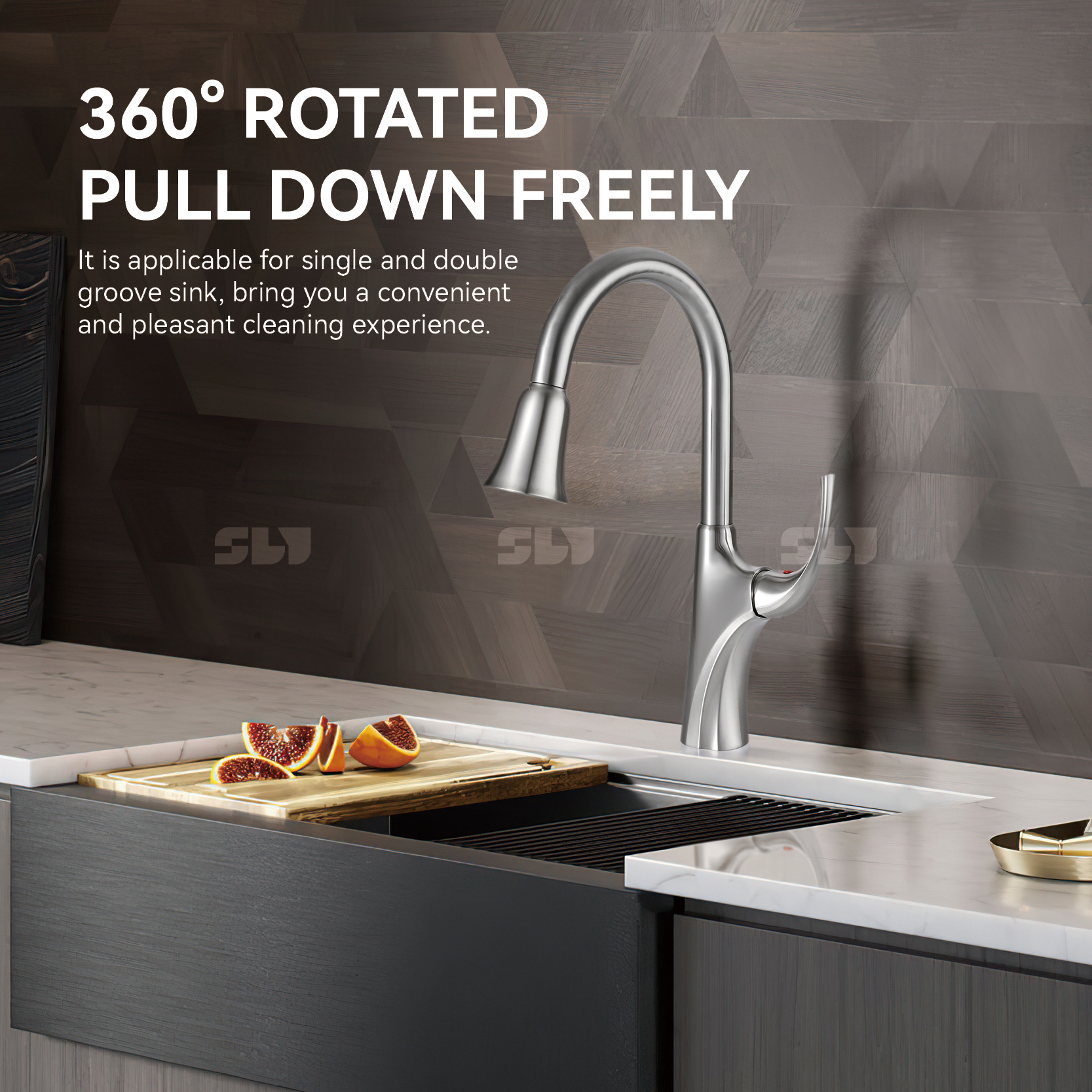 Sly New Design 304 Aço inoxidável Pulvedor de aço para baixo torneira de cozinha para casa