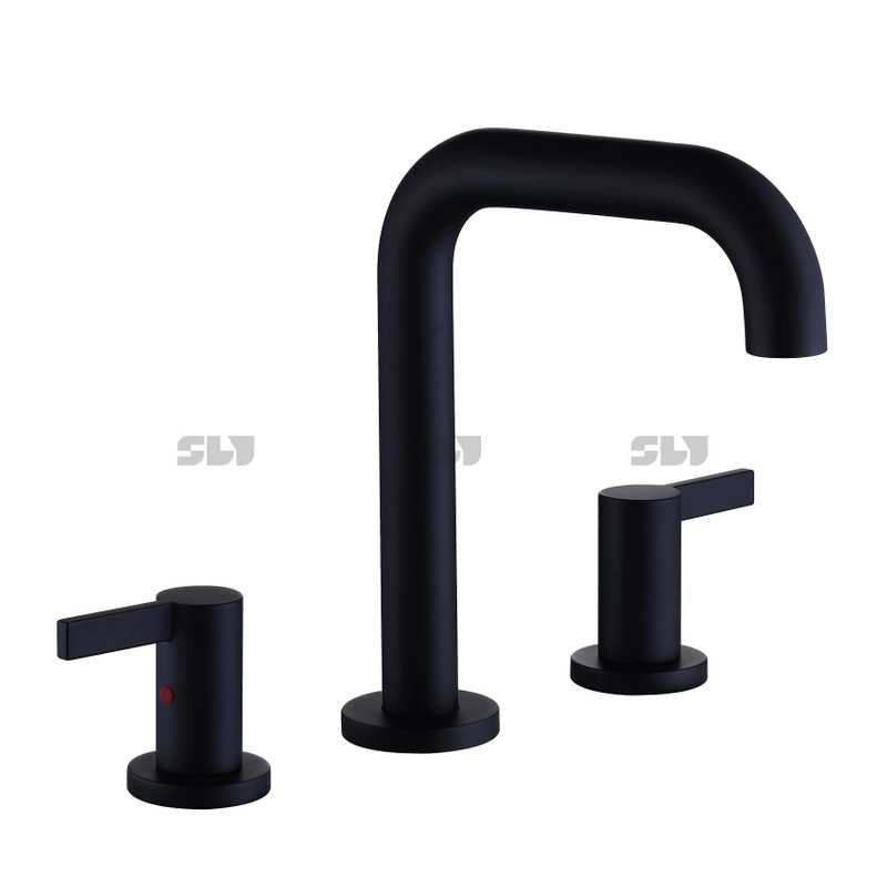 Torneira de bacia do banheiro preto de cartucho de cobre para cobre para lavatório de banheiro