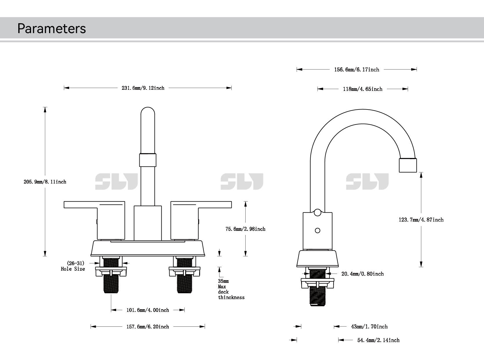 torneira superior aberta