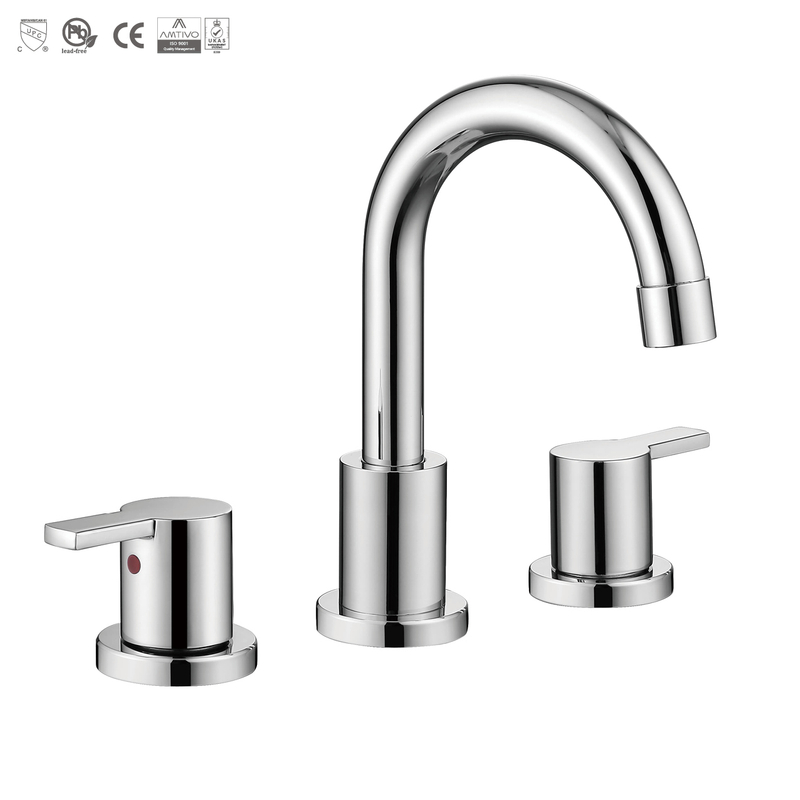 Bacia de banheiro astíssimos banheiros amassados ​​da bacia face torneira Cupc Double Handle torneira 