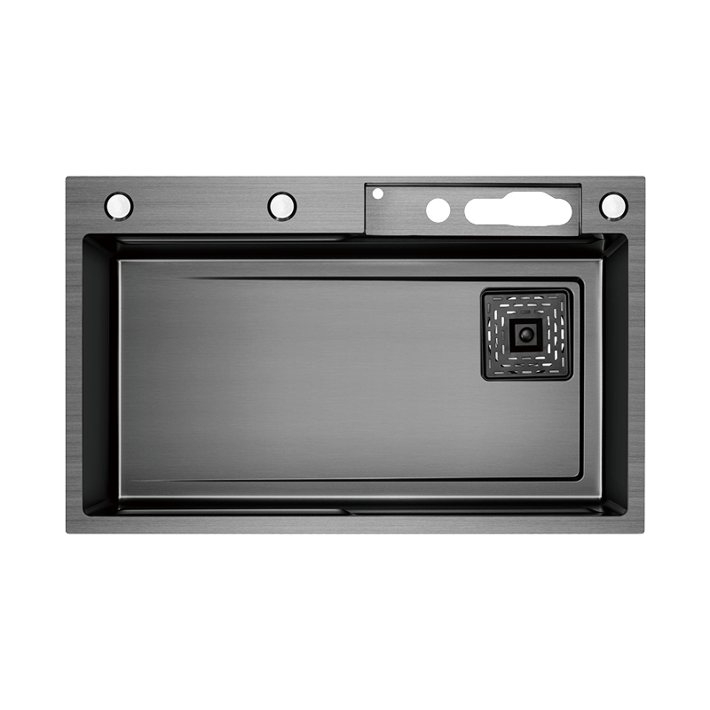 Cachoeira de cozinha samliyu sob a casa grande pia única S.S304 Pia de metal escovada Pia de metal de tubarão digital Torneira de chuva voadora