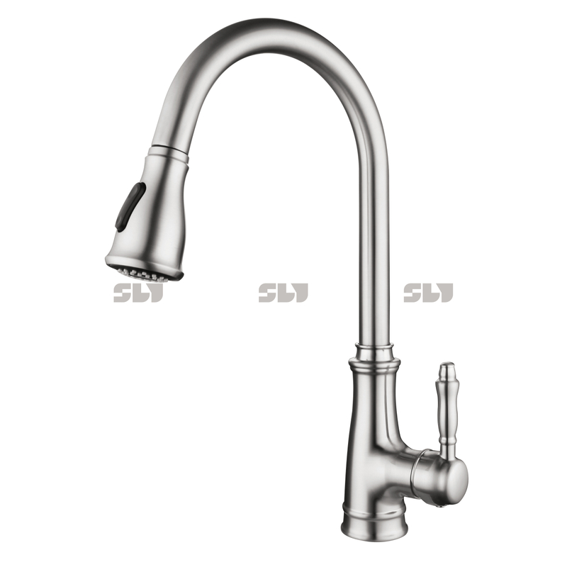 Sly Novo estilo moderno 304 Torneiras de cozinha de aço inoxidável Puxe a coluna de cozinha Torneiras de torneira da pia da pia da cozinha