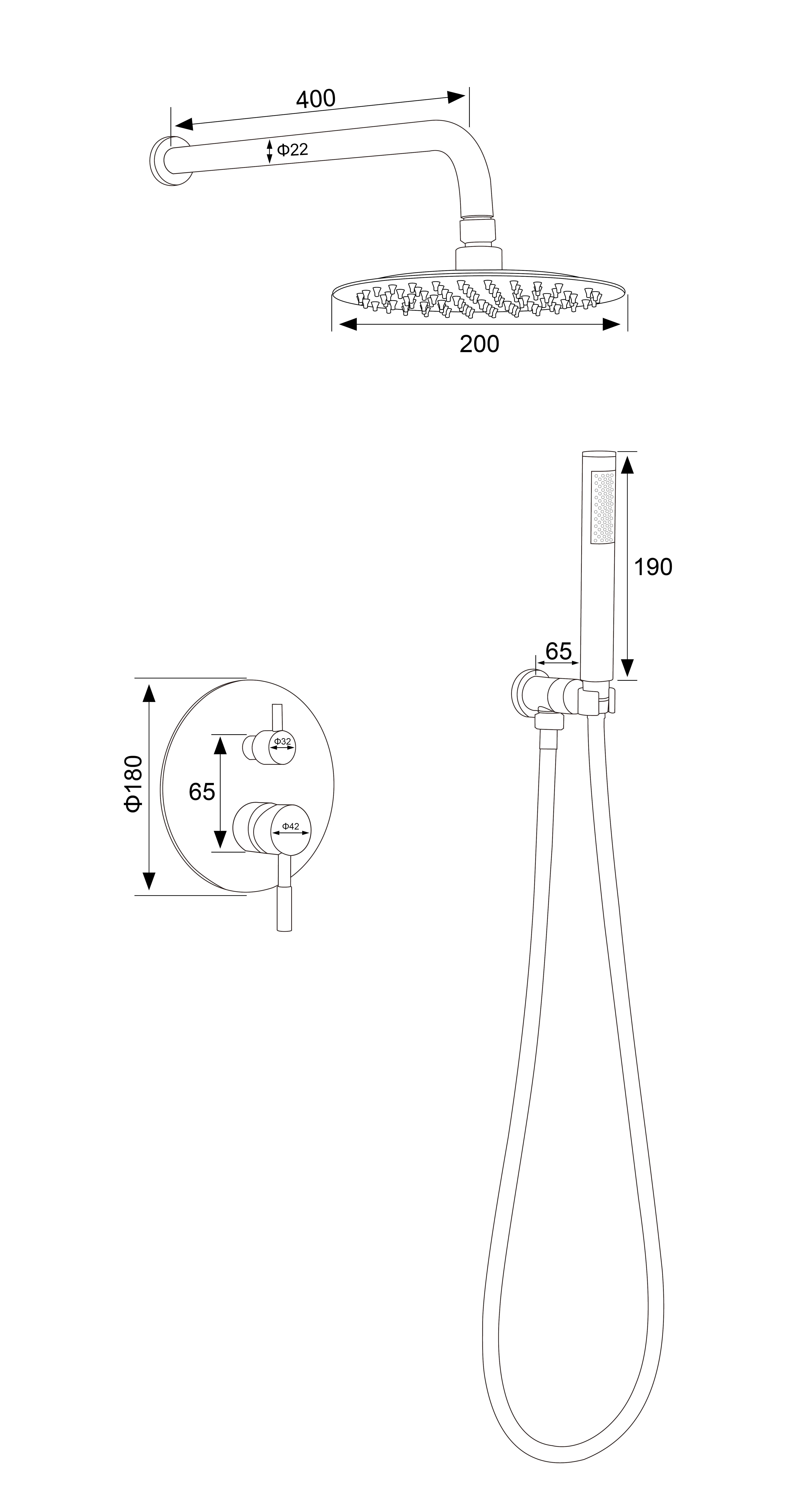de chuveiro chuva montada na parede