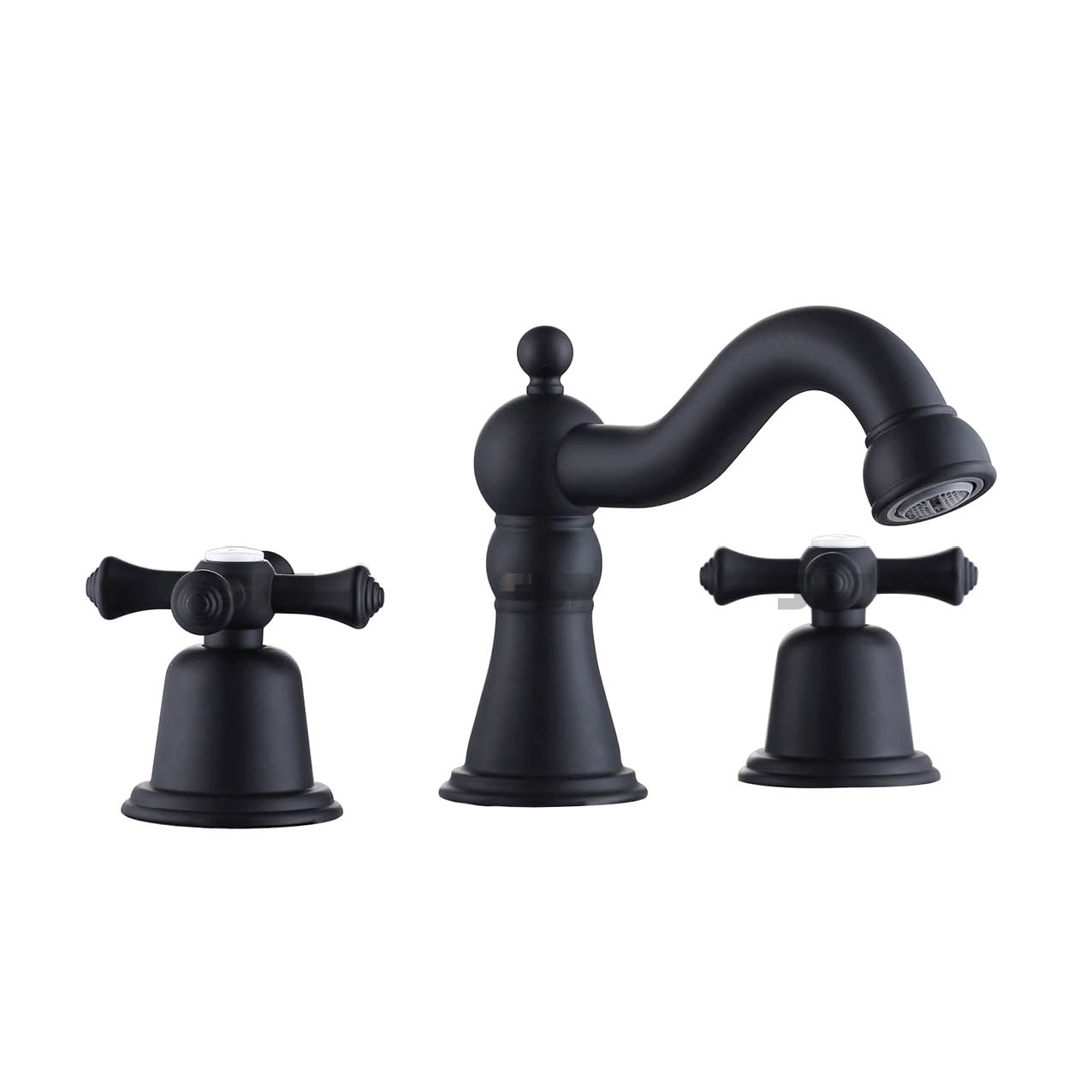 Torneira de pia de banheiro generalizada astutiva 3 orifício de 3 orifício Monta de dupla maçaneta de bronze antigo, pincelada de água fria quente, torneira de bacia de níquel